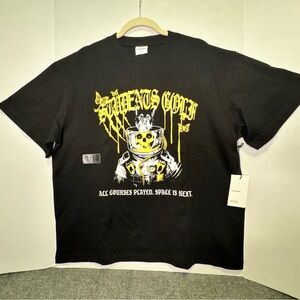 Students Golf Space Is Next Black Graphic T- Shirt Size Large